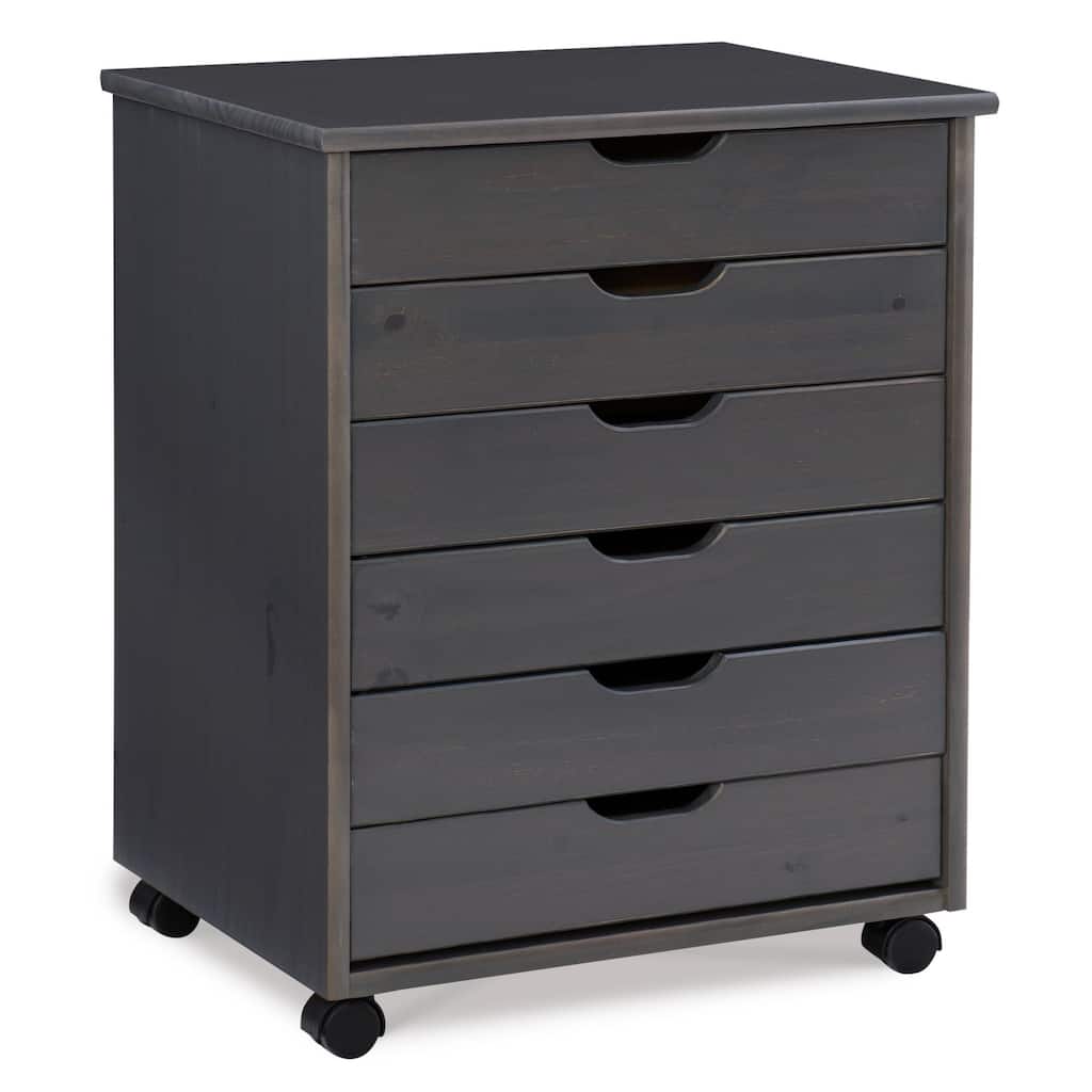 25.25” Gray Wide Rolling Storage Cabinet with 6 Drawer