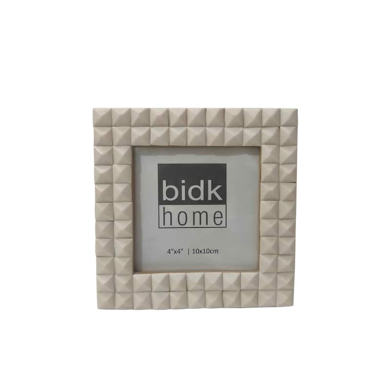 Diamond Box Square Picture Frame - for 4" x 4" Photo - White
