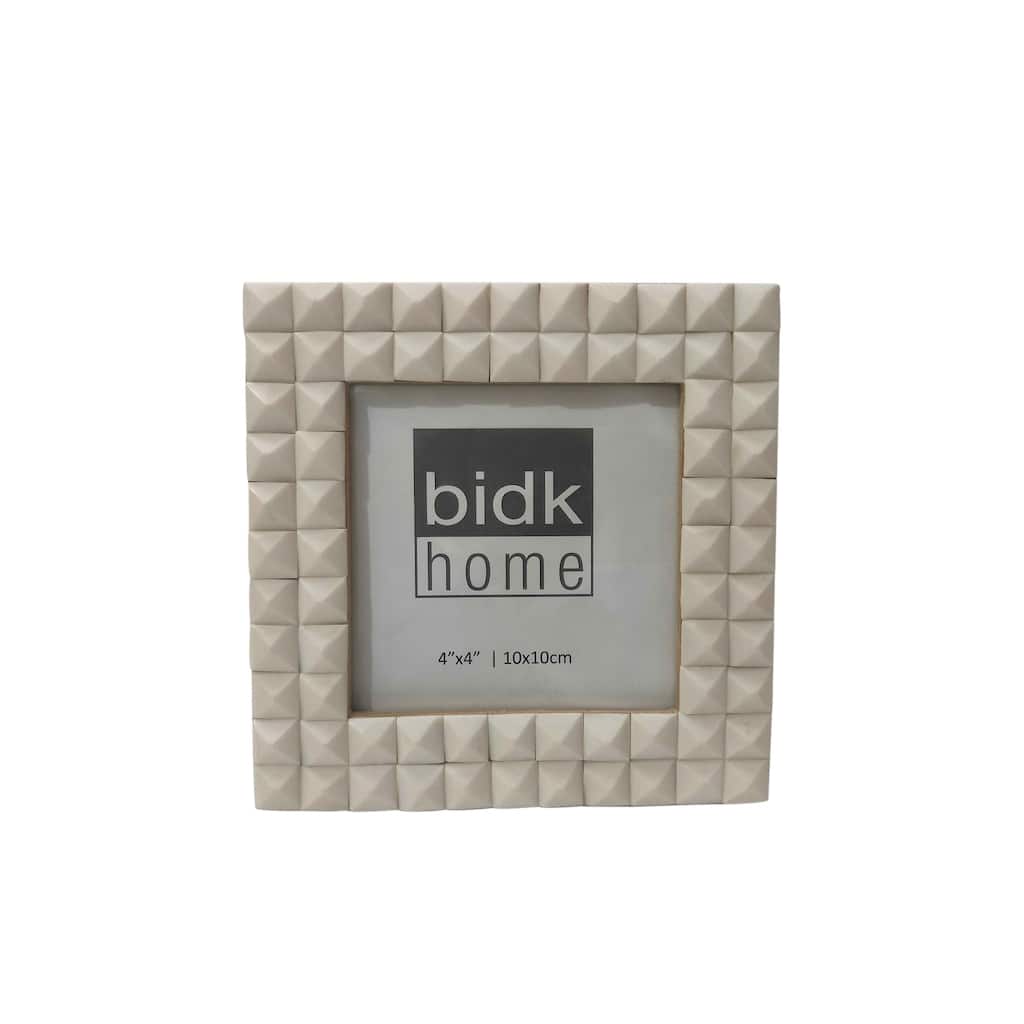 Diamond Box Square Picture Frame - for 4" x 4" Photo - White