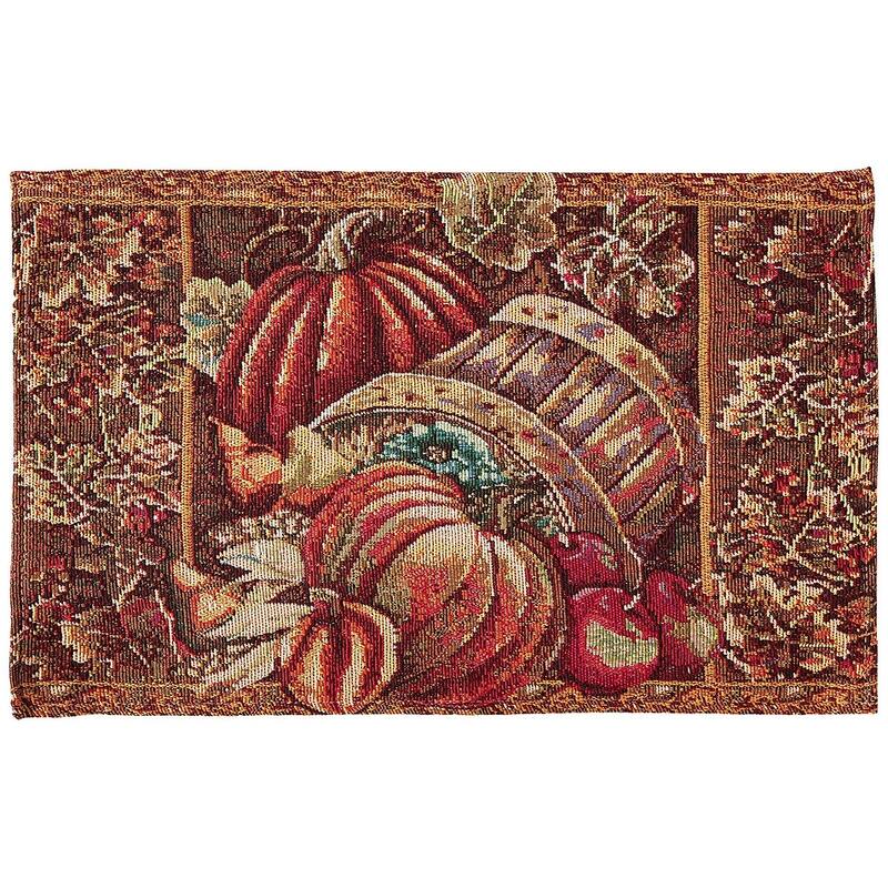 Violet Linen Fall Harvest Thanksgiving Autumn Leaves Sunflowers, 13" X 19" Rectangler, Set of 4, Decorative Place Mats