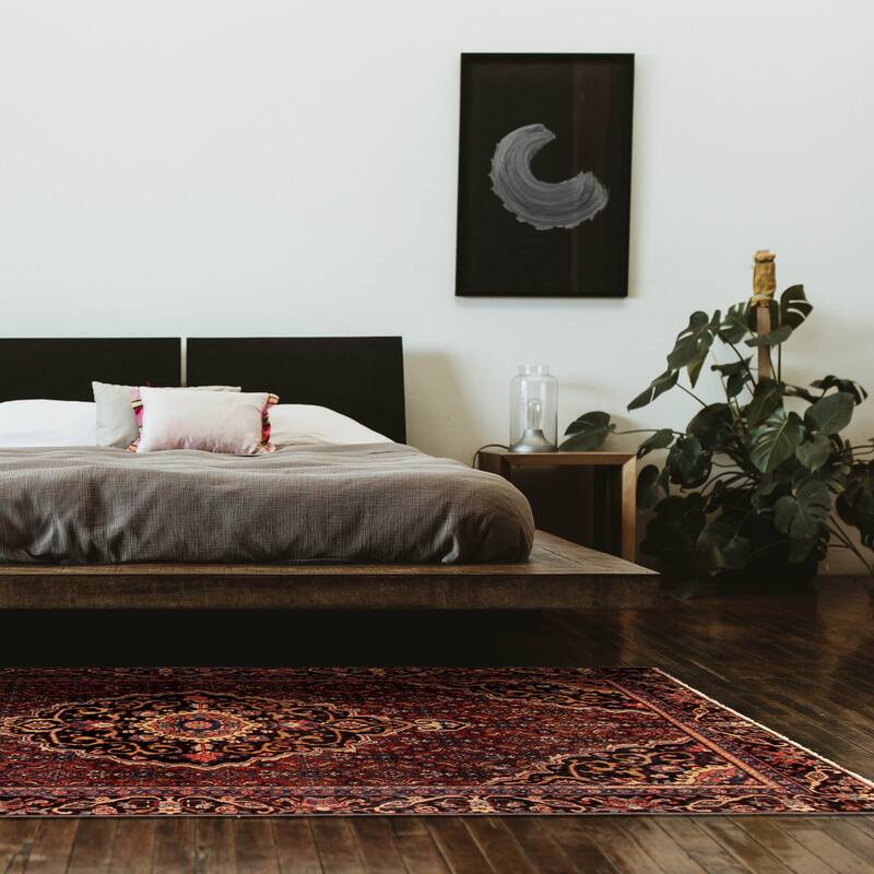 ECARPETGALLERY Hand-knotted Anatolian Vintage Dark Red Wool Rug - 4'0 x 6'8