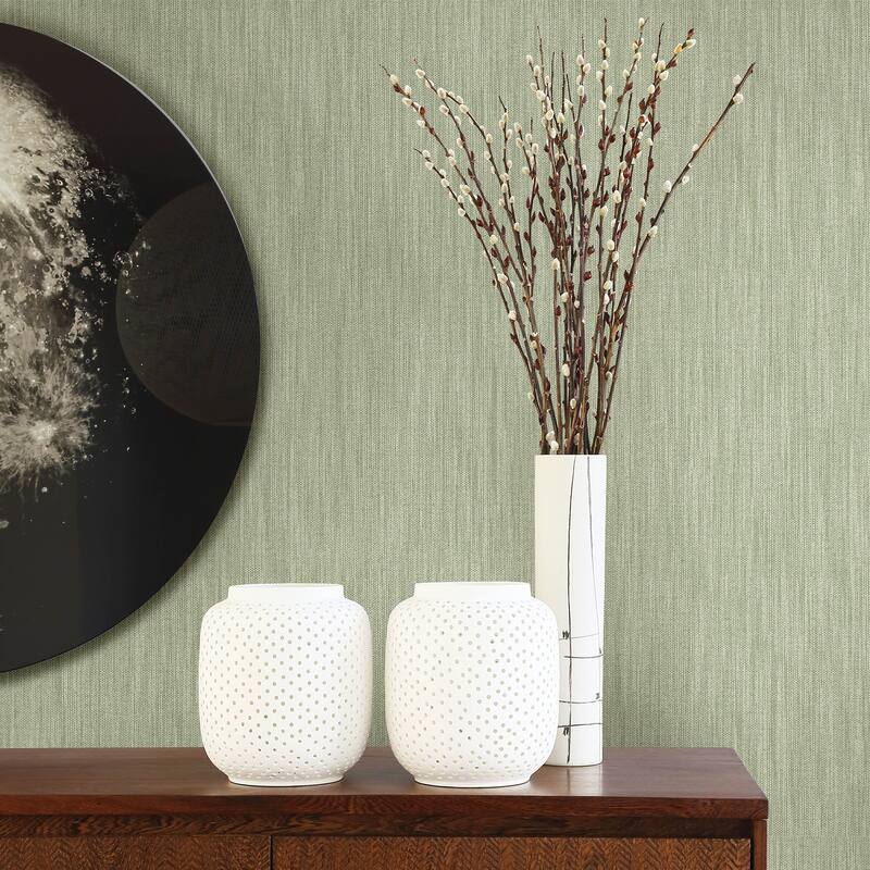 A-Street Prints Chiniile Sage Linen Texture Wallpaper