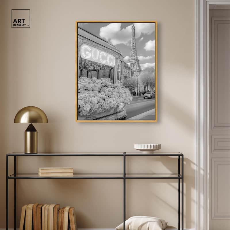 Dreamy Fashion Bus Noir Canvas by Art Remedy