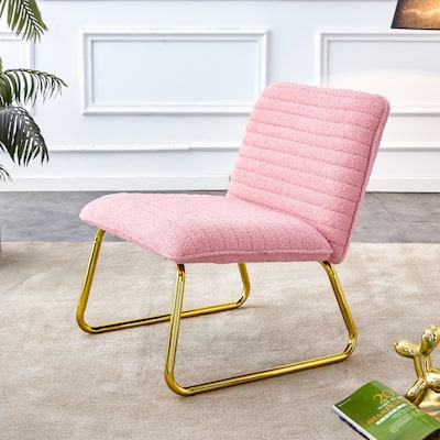 Minimalist Pink Fabric Sofa Chair with Gold Metal Legs - 29.50 x 24.40 x 30.00
