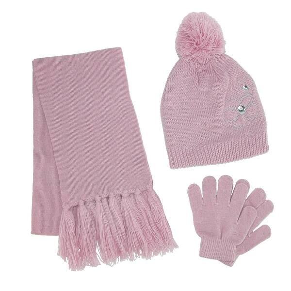 Shop Climazer0 Girl S Flower Beanie Hat And Scarf Winter Set