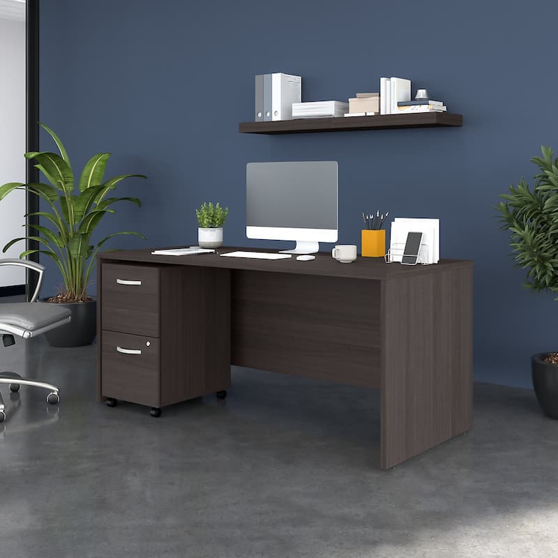 Studio C 66W x 30D Office Desk with Drawers by Bush Business Furniture - Storm Gray