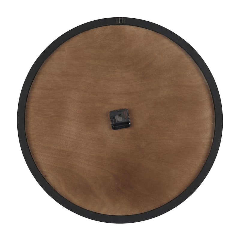 Wood Geometric Art Deco Inspired Line Art Decorative Wall Clock with Black Accents - White - Roche River Decor