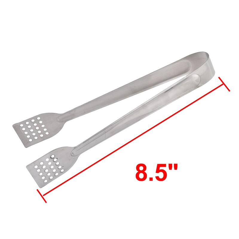 Household Bakery Metal Bread Salad Dessert Buffet Food Mixing Tong - Silver - 8.5" x 1.4" x 0.9"(L*W*T)
