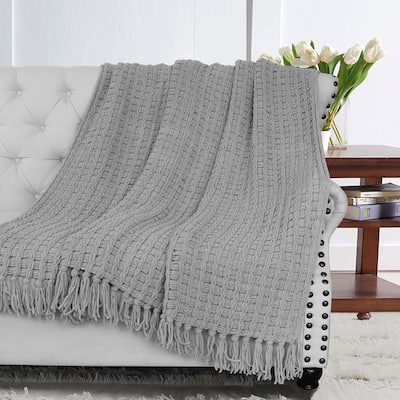 Space Yarn Solid Color Knitted Throw Blanket