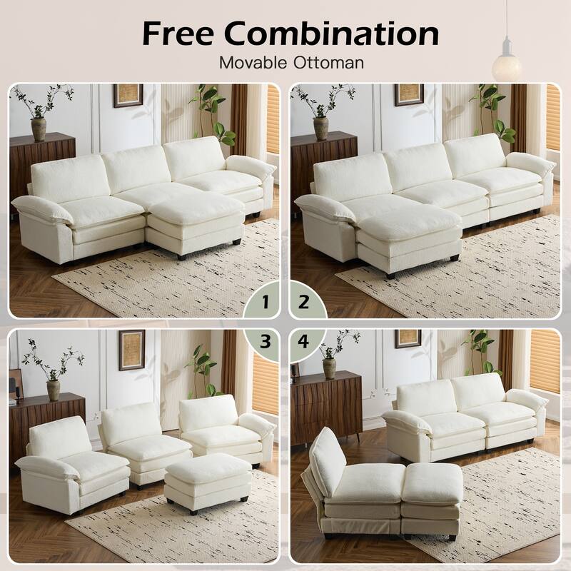 EROMMY Sectional Couches for Living Room, Oversized Sectional Couch, L-Shaped Couch with Teddy Fleece Material