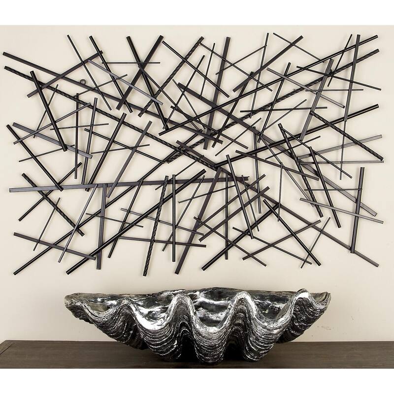 Metal Geometric Overlapping Lines Home Wall Decor - Dark Gray - Roche River Decor