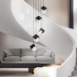 Rinkle Led Acrylic Leaf Multi Pendant Lamp Stairway