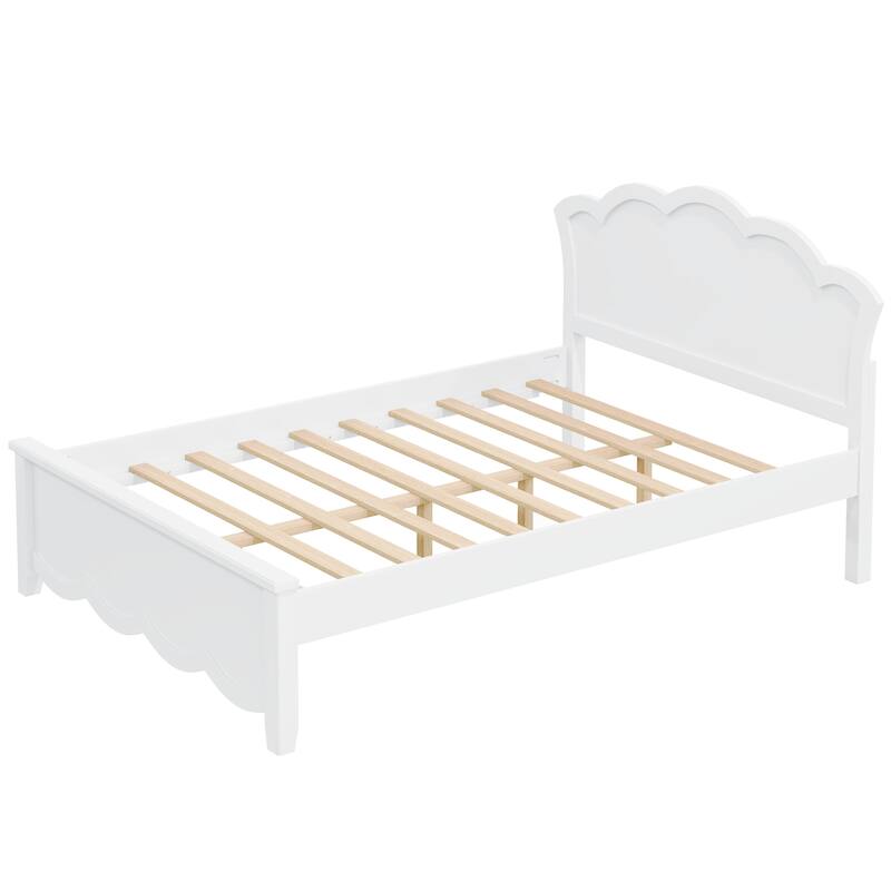 Elegant White Wood Platform Bed with Headboard by Harper&Bright Designs