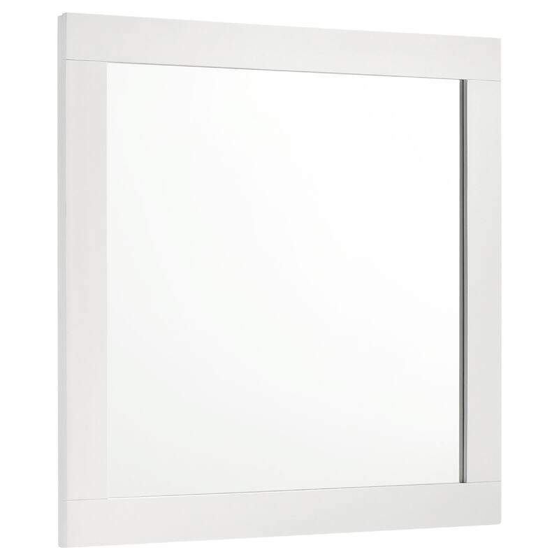 Caer Dresser Mirror, White Wood Frame with Beveled Glass, 35 Inch