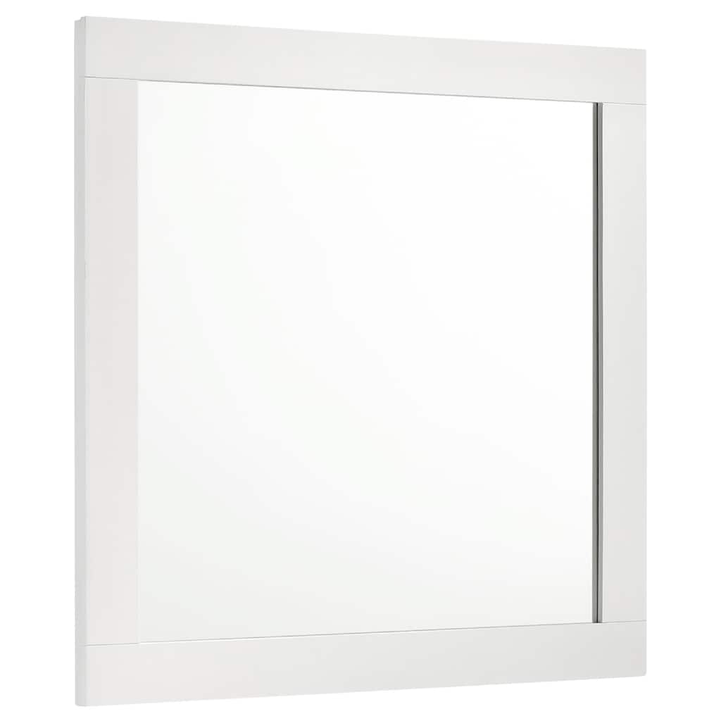 Caer Dresser Mirror, White Wood Frame with Beveled Glass, 35 Inch