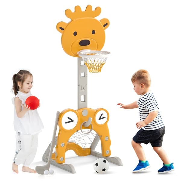 slide 2 of 10, Gymax Toddler Basketball Hoop 4-in-1 Kids Indoor/Outdoor Activity Orange - Kids