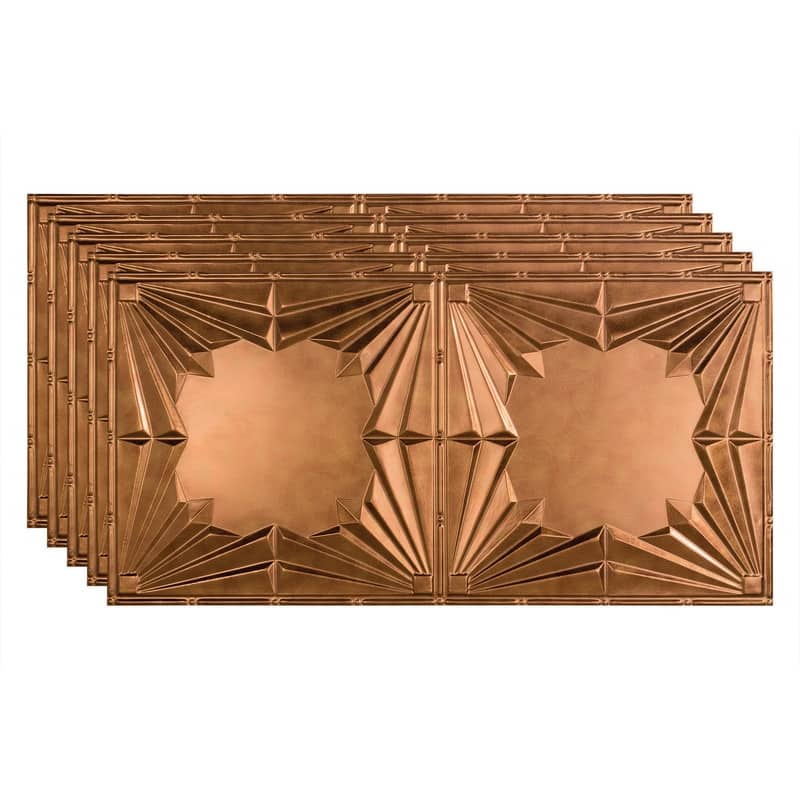 FASÄDE Art Deco Decorative Vinyl 2ft x 4ft Glue Up Ceiling Panel in Antique Bronze (5 Pack) - 5 Pack - Antique Bronze