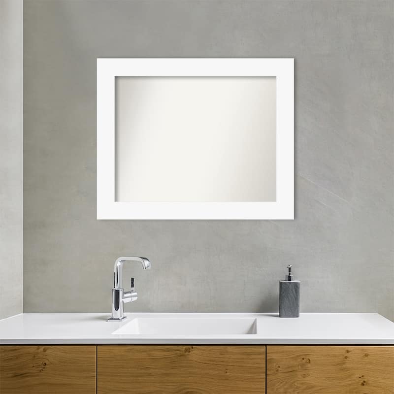 Basic Non-Beveled Wood Framed Bathroom Vanity Wall Mirror