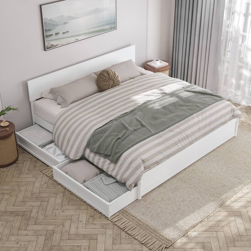 Wesley Platform Bed with Panel Footboard and Storage Drawers