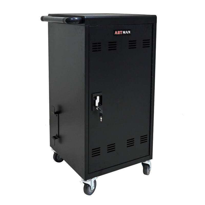 Mobile Charging Cart and Cabinet for Tablets Laptops 45-Device - Black