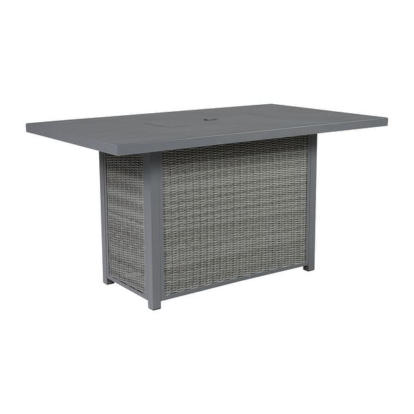 slide 5 of 5, Palazzo Outdoor Bar Table with Fire Pit - 73"W x 42"D x 38"H Grey