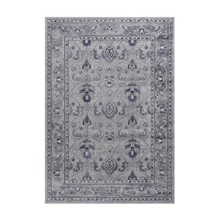 LOOM & LUXE Collection Grey/Blue/Oriental Non-Shedding Area Rug