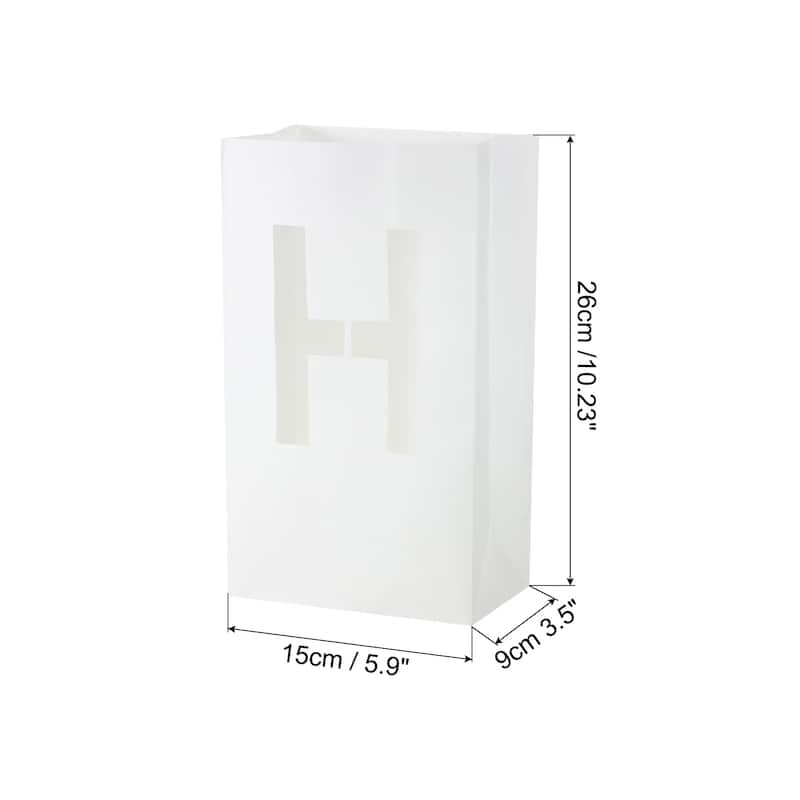 White Paper Luminary Bags, Flame Resistant Candles Bags for Wedding - Happy Birthday Sign