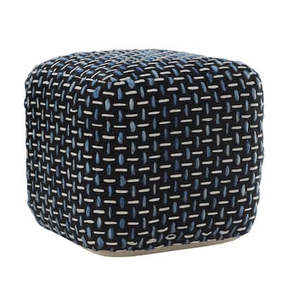 HomeRoots 16" Black Polyester Ottoman