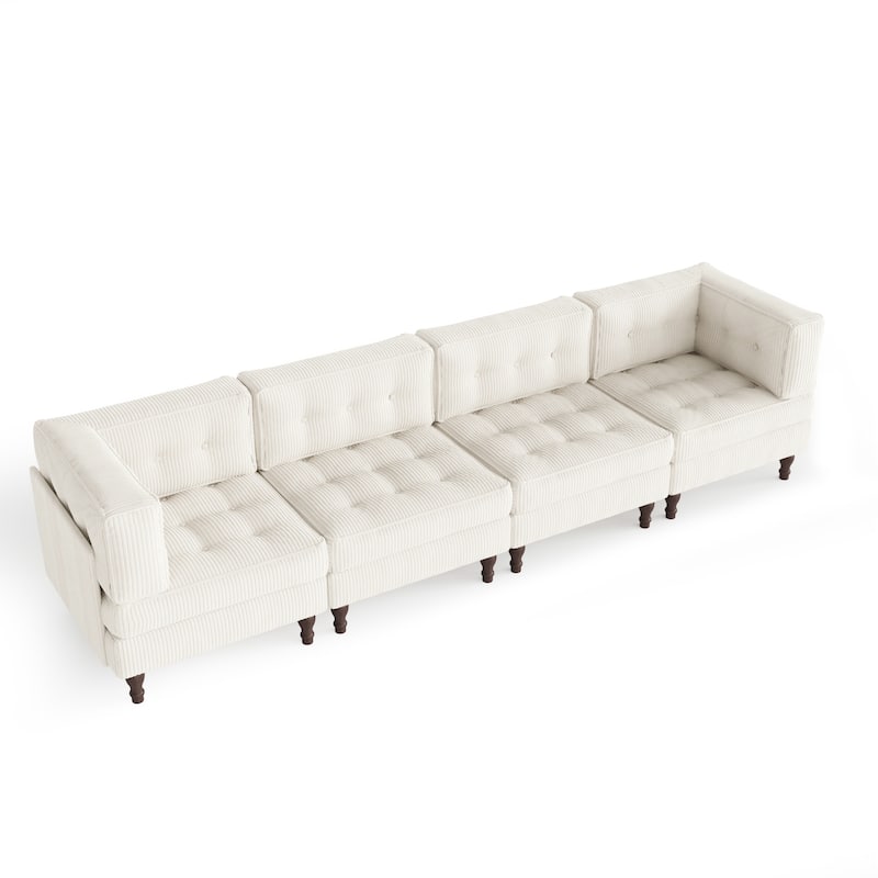 UIXE 4-Piece Corduroy Upholstered Modular Sectional Sofa for Living Room