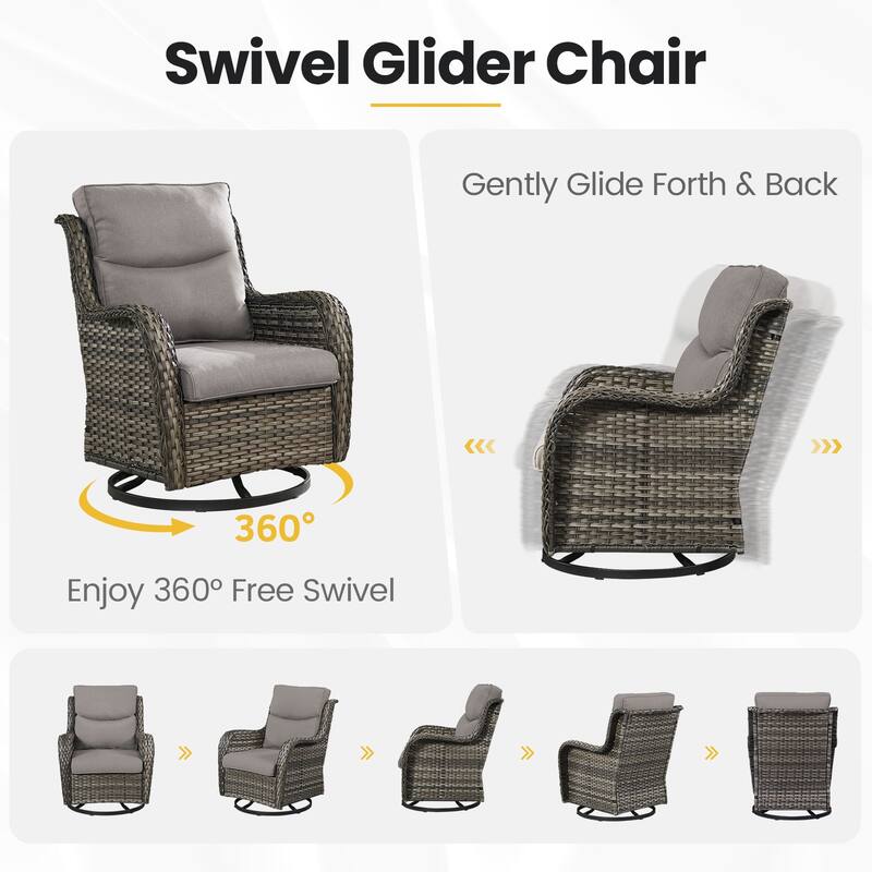 Outdoor Swivel Rcoker Patio Chair with Coffee Table