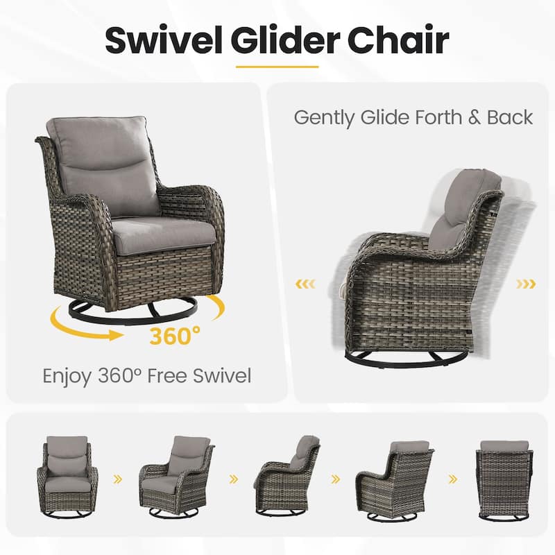 igh Back Outdoor Swivel Patio Wicker Chairs Set of 2