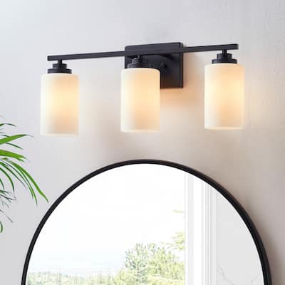 KAWOTI 3-Light Dimmable Bathroom Vanity Light with Frosted White Glass