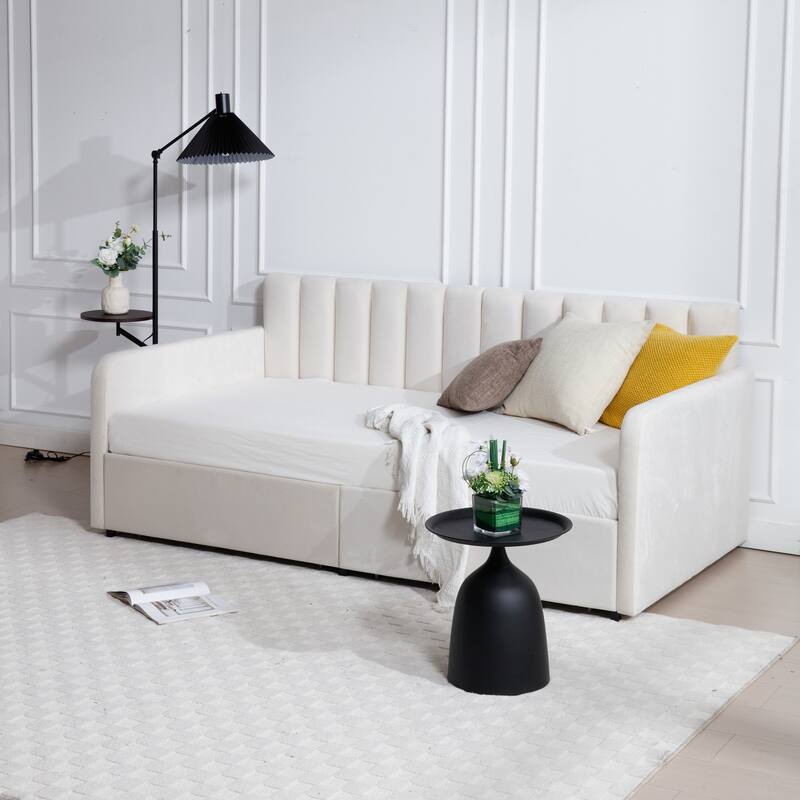 Flora Upholstered Daybed with 2 Drawers,Twin