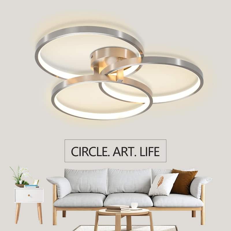 Contemporary Three-Ring Semi-Flush Mount Ceiling Lamp