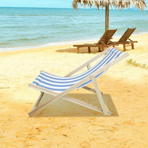 Outdoor Populus Wood Striped Sling Chair