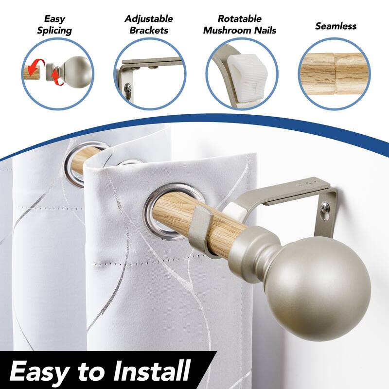 Deconovo 1 Inch Window Curtain Rod