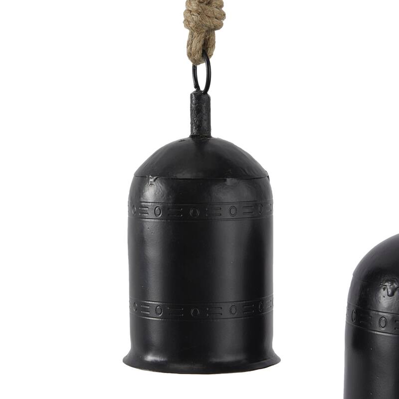 Metal Tibetan Inspired Decorative Cow Bells with Jute Hanging Rope - Set of 3 - Roche River Decor