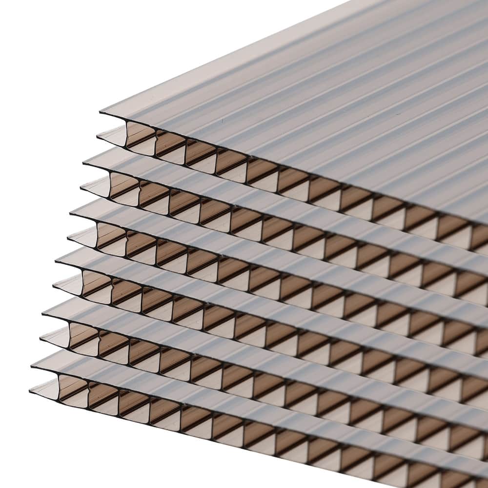 Aoodor 6-Pack Polycarbonate Panels, UV-Protected Waterproof Clear Sheets, Twin-Wall Design for Greenhouses and Gazebos