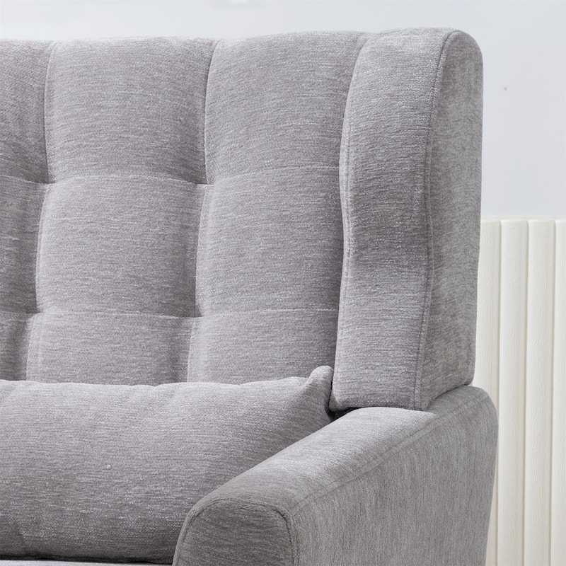 Chenille Modern Accent Chair with Wooden Legs and Mid-Century Lounge Chair (275lb Capacity)