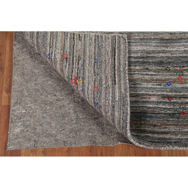 Striped Tribal Gabbeh Oriental Area Rug Hand-Knotted Wool Carpet - 5'1"x 8'0"