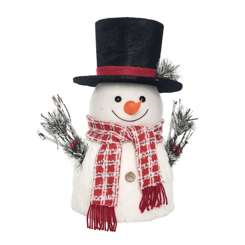 Transpac Foam 16.14 in. Multicolor Christmas Snowman Tree Topper with Black Hat