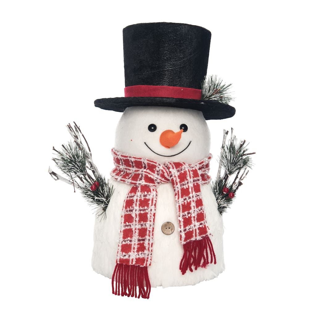 Transpac Foam 16.14 in. Multicolor Christmas Snowman Tree Topper with Black Hat