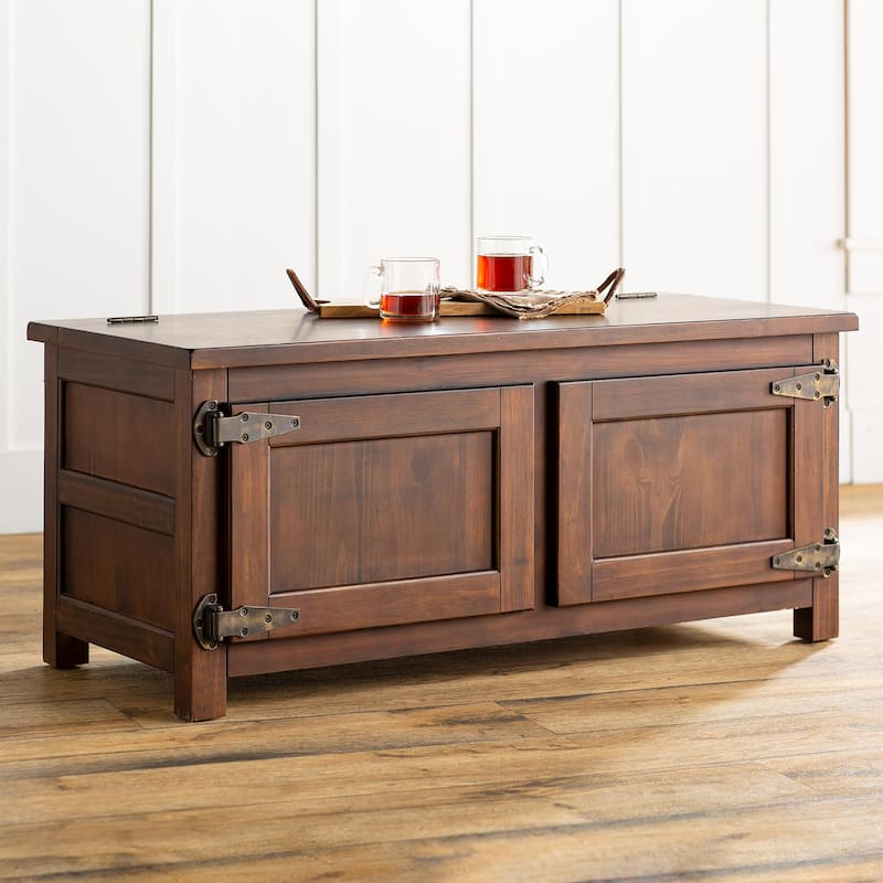 Portland Ice Box Wood Coffee Table/Bench with Replica Hardware