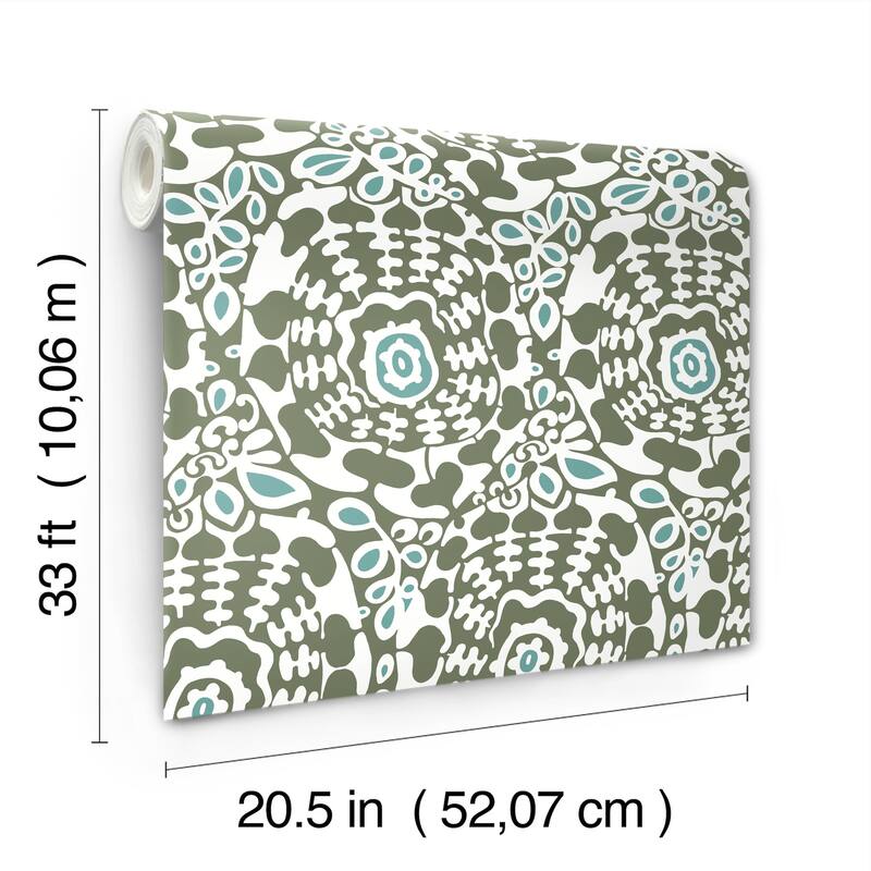 A-Street Prints Divine Green Abstract Medallion Wallpaper