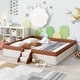 preview thumbnail 1 of 8, Brown White Upholstered Bed Two-color Toddler Daybed with Fence Stairs Brown White - King