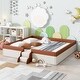 preview thumbnail 2 of 8, Upholstered King-Size Daybed Frame with Fence and Stairs