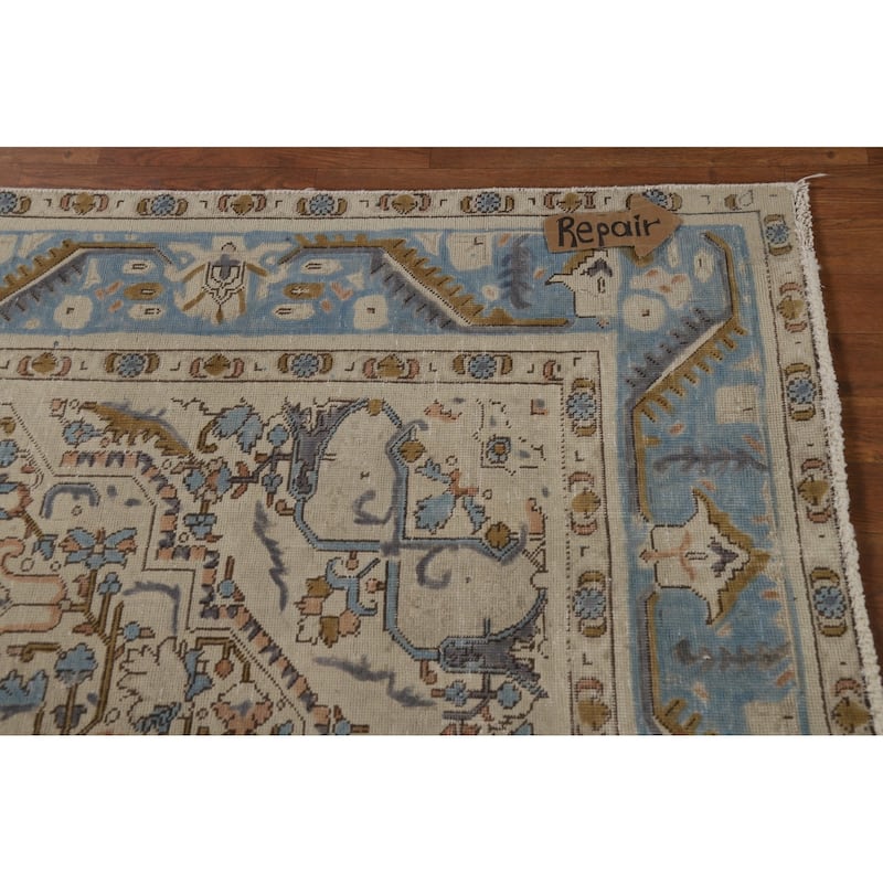 Geometric Tabriz Persian Area Rug Handmade Floral Wool Carpet - 6'7"x 9'8"
