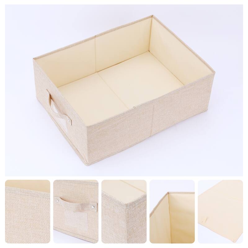 Storage Cube, Fabric Storage Bin with Handles for Shelves Closet, 1 Pack Foldable Storage Basket for Organizing Clothes Books - Beige - 19*14*7in