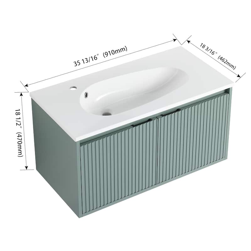 Bathroom Vanity With Sink In 24/36 Inch, Floating Bathroom Vanity With Soft Close Door