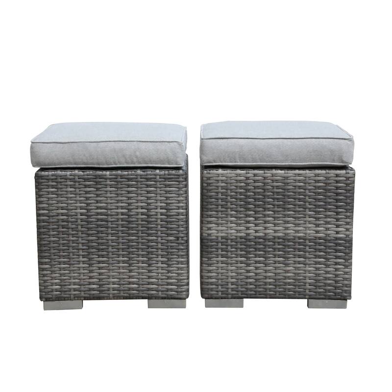 Outdoor Patio Rattan Ottoman Set (Set of 2)